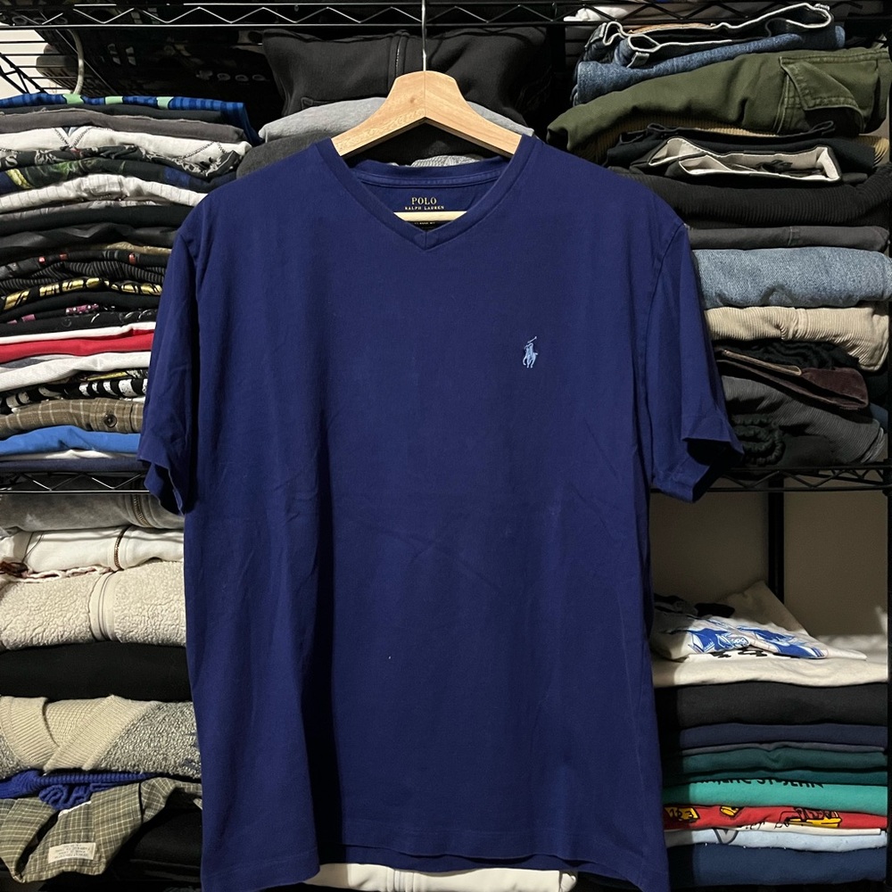 Polo by Ralph Lauren Men's Navy V-Neck Tee